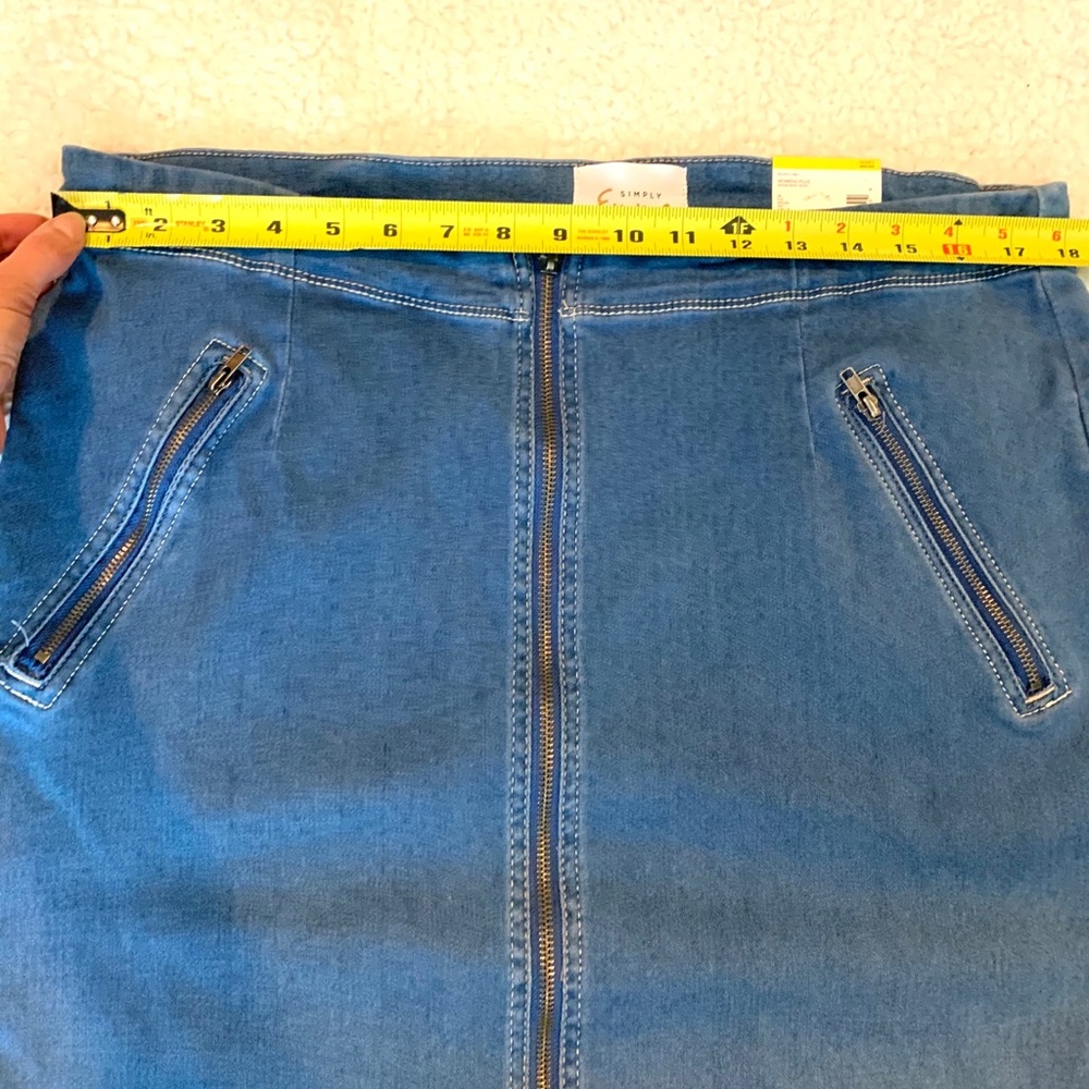 Simply Emma Blue Denim Pencil ZIP Mini Skirt New - Picture 7 of 7